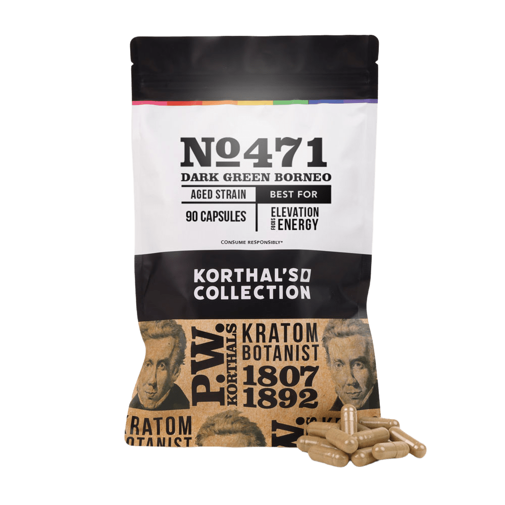 No 471 Dark Green Borneo Kratom Capsules - korthals - collection