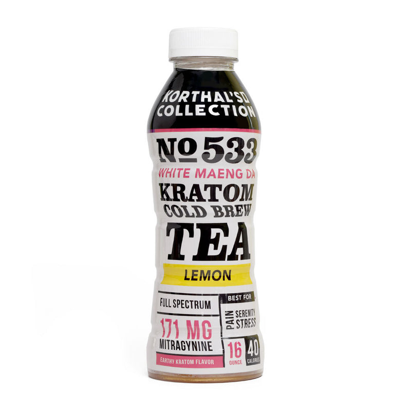 Korthal's Collection No. 533 White Maeng Da Kratom Cold Brew Tea in lemon flavor. 